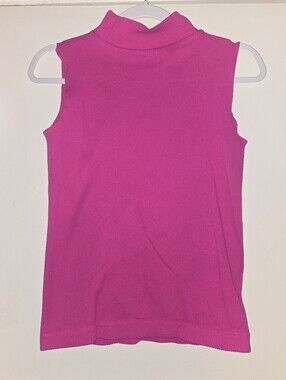 Love Sleeveless Mock Neck Tank Top - Bright Pink
